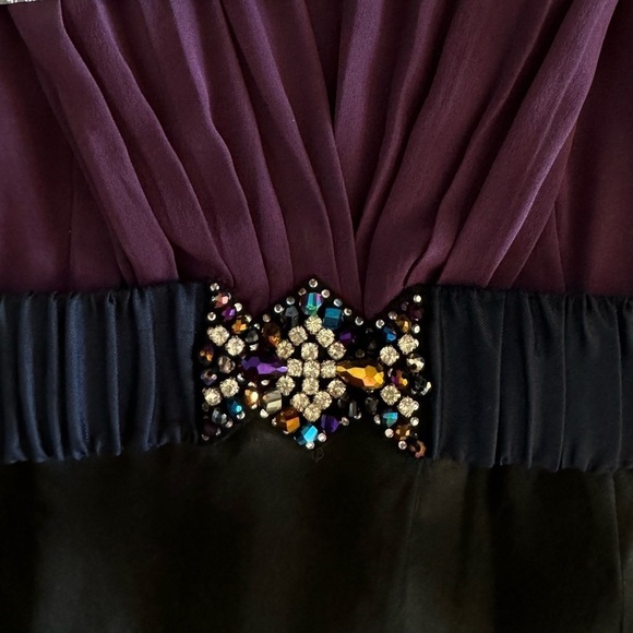 Sandro Silk Rhinestone Embellished Cocktail Dress - Purple Black - US Size 4 - Picture 6 of 9